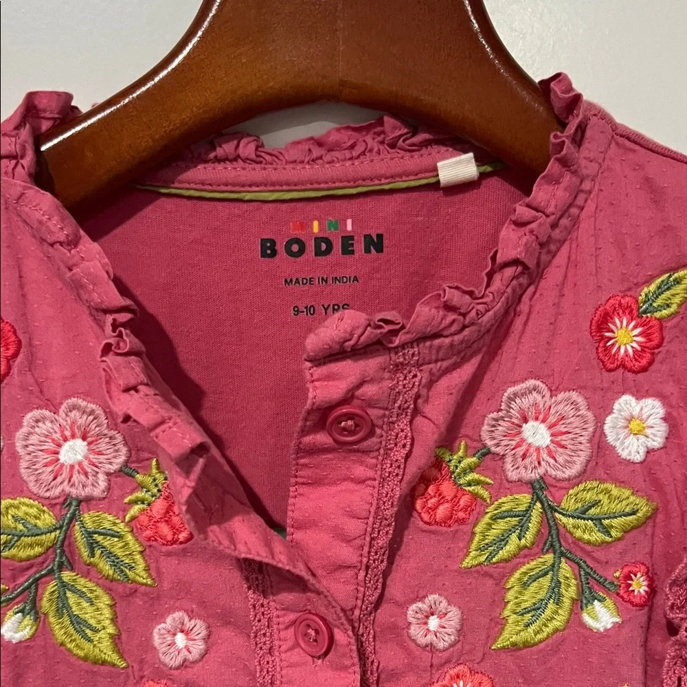 Mini Boden Pink Embroidered Long Sleeve Jumper Sz 9/10 years